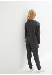 bonprix - Piżama dziewczęca z miękkiej bawełny organicznej (2 części). Kolor: szary. Materiał: bawełna. Wzór: nadruk #2