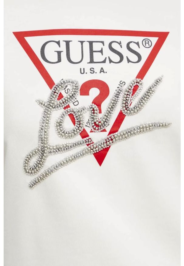 Guess - GUESS Biała bluza damska Love, Rozmiar S. Kolor: biały