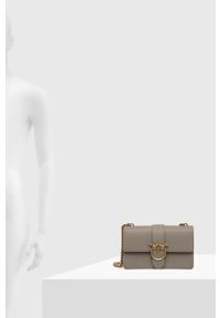 Pinko torebka skórzana kolor szary. Kolor: szary. Materiał: skórzane #3