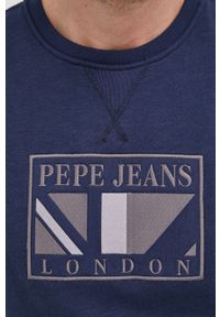 Pepe Jeans Bluza męska kolor granatowy z aplikacją. Okazja: na co dzień. Kolor: niebieski. Materiał: dzianina. Wzór: aplikacja. Styl: casual #4