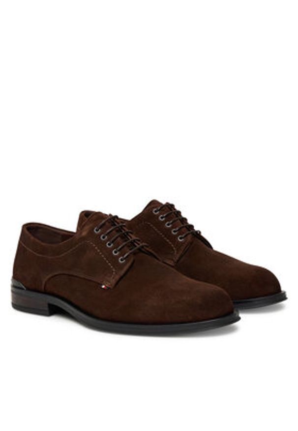 TOMMY HILFIGER - Tommy Hilfiger Półbuty Corporate Derby FM0FM05582 Brązowy. Kolor: brązowy. Materiał: zamsz, skóra