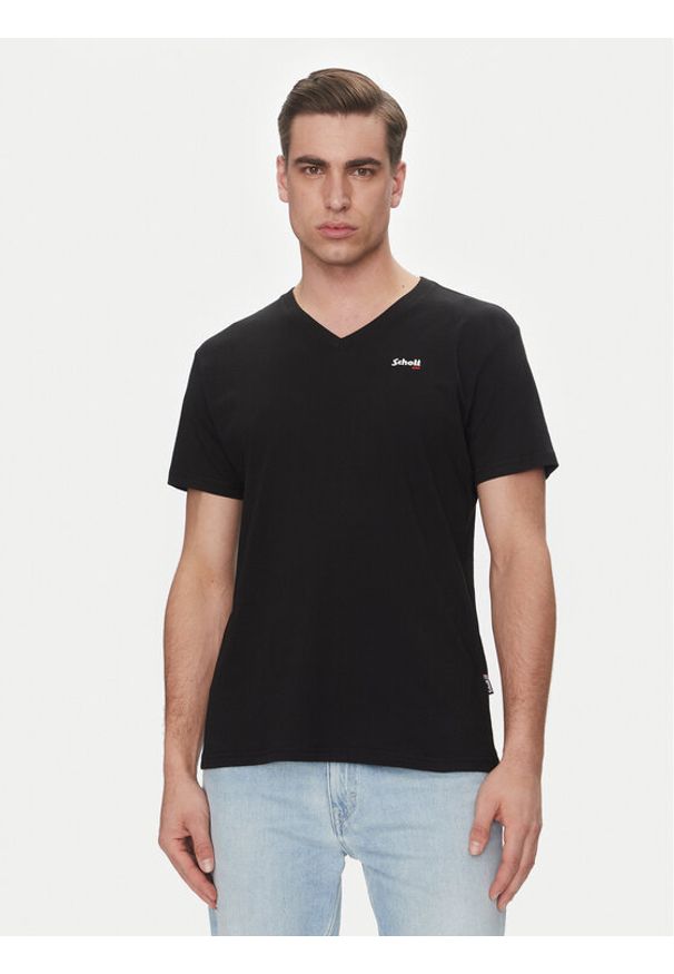 SCHOTT N.Y.C. T-Shirt TSCASUALV Czarny Regular Fit. Kolor: czarny. Materiał: bawełna
