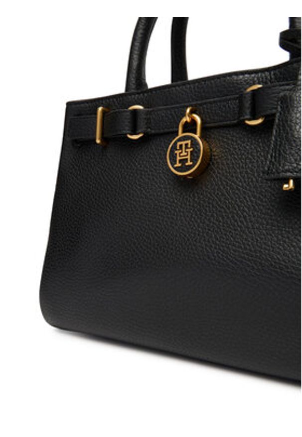 TOMMY HILFIGER - Tommy Hilfiger Torebka American Icon Mini Tote Leather AW0AW17926 Czarny. Kolor: czarny. Materiał: skórzane