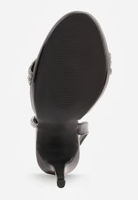 Born2be - Czarne Szpilki Sandały Ozdobione Cyrkoniami i Transparentnymi Paskami Vikialie. Zapięcie: pasek. Kolor: czarny. Wzór: aplikacja. Obcas: na szpilce. Styl: elegancki, klasyczny #2