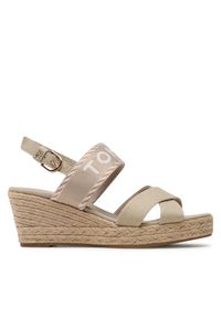 TOMMY HILFIGER - Tommy Hilfiger Espadryle Seasonal Webbing Mid Wedge FW0FW07091 Beżowy. Kolor: beżowy. Materiał: materiał