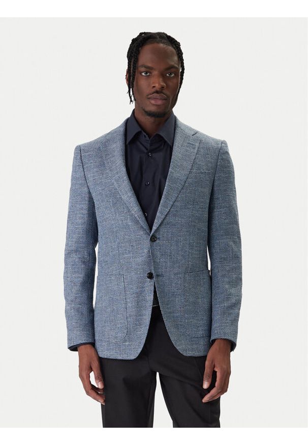 BOSS Marynarka H-Hutson 50556910 Granatowy Regular Fit. Kolor: niebieski. Materiał: bawełna