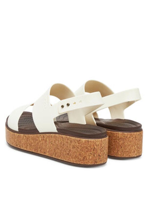 Crocs Sandały Brooklyn Cork Low Wedge 211144 Écru