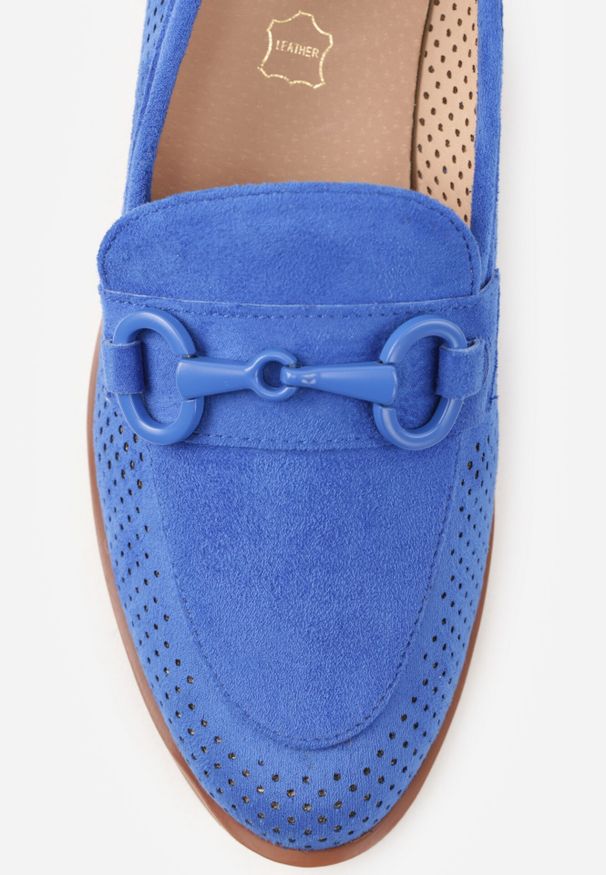 Born2be - Niebieskie Ażurowe Mokasyny Vices ze Skórzaną Wkładką Felastra. Okazja: na co dzień. Kolor: niebieski. Materiał: skóra. Wzór: ażurowy. Obcas: na obcasie. Styl: casual, klasyczny, elegancki. Wysokość obcasa: niski