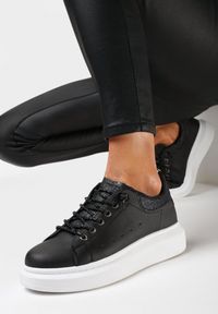 Born2be - Czarne Sneakersy Elenaya. Kolor: czarny. Materiał: skóra ekologiczna. Obcas: na platformie #1