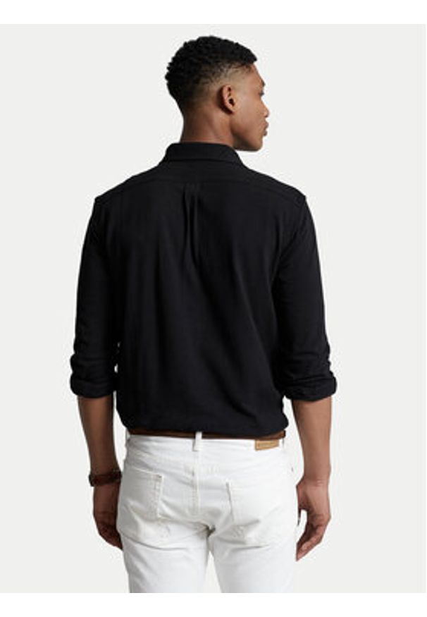 Polo Ralph Lauren Koszula Pique 710654408 Czarny Regular Fit. Typ kołnierza: polo. Kolor: czarny. Materiał: bawełna