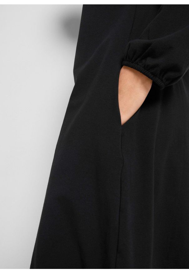 bonprix - Sukienka bombka z bawełny. Kolor: czarny. Materiał: bawełna. Długość rękawa: długi rękaw. Typ sukienki: bombki