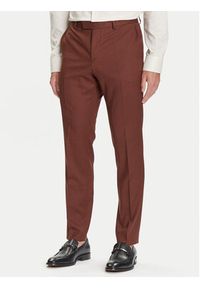 BOSS Garnitur H-Huge 50546080 Brązowy Slim Fit. Kolor: brązowy. Materiał: wełna #9