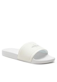 Calvin Klein Jeans Klapki Slide Institutional Metallic YM0YM01018 Biały. Kolor: biały. Materiał: materiał