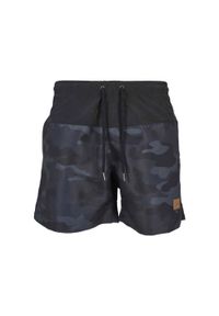Urban Classics - Męskie Szorty Kąpielowe Block. Kolor: czarny, brązowy, zielony, wielokolorowy. Styl: sportowy