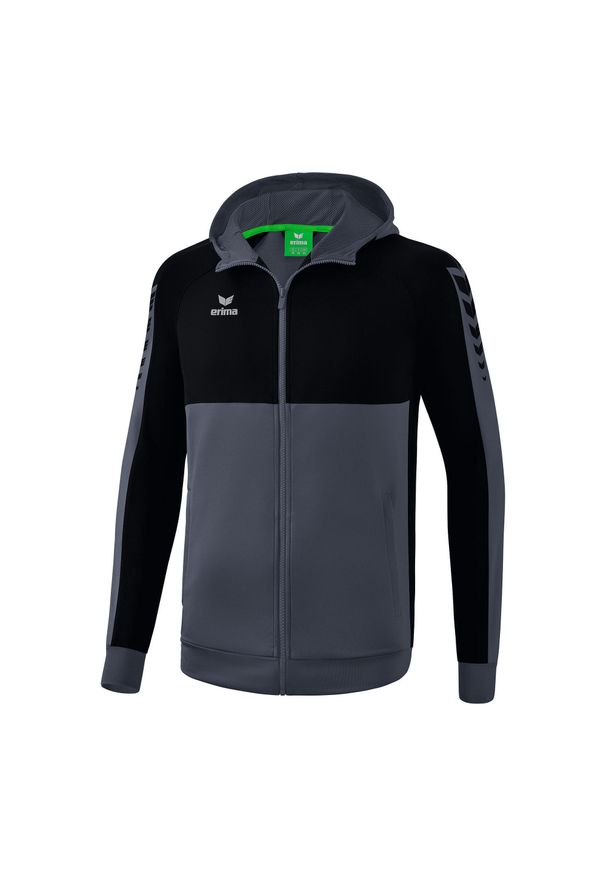 ERIMA - Kurtka z kapturem dla dzieci do treningu Erima Six Wings. Typ kołnierza: kaptur. Kolor: wielokolorowy, szary, czarny. Sport: fitness