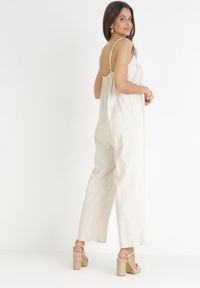 Born2be - Beżowy Bawełniany Kombinezon na Cienkich Ramiączkach Noela. Kolor: beżowy. Materiał: bawełna. Długość rękawa: na ramiączkach. Długość: długie #4