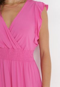 Born2be - Różowa Sukienka Hypsanie. Typ kołnierza: dekolt kopertowy. Kolor: różowy. Materiał: wiskoza. Typ sukienki: kopertowe. Długość: maxi #5