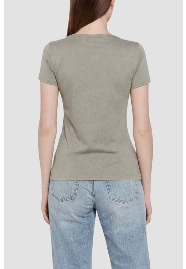 Guess - GUESS Zielony damski t-shirt Mini Triangle, Rozmiar XS. Kolor: zielony