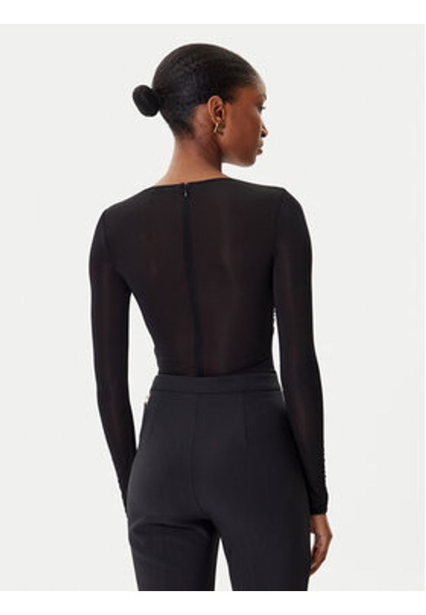 Elisabetta Franchi Body BO-016-57E2-V390 Czarny Slim Fit. Kolor: czarny. Materiał: wiskoza