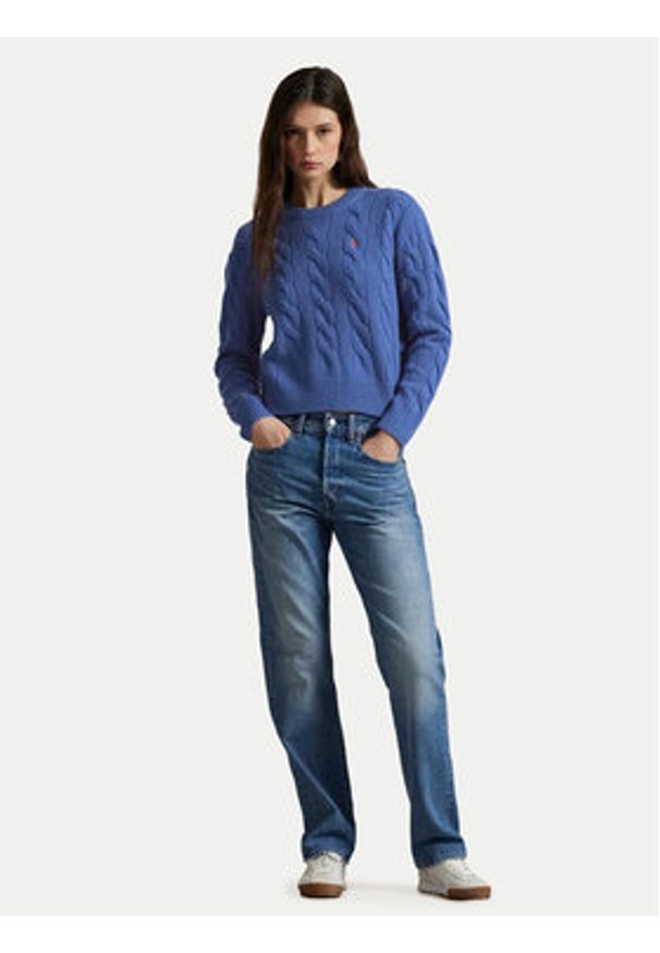 Polo Ralph Lauren Sweter 211A91216004 Niebieski Straight Fit. Typ kołnierza: polo. Kolor: niebieski. Materiał: wełna