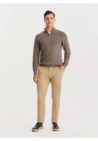 Pako Lorente - PAKO LORENTE - Brązowy sweter z rozpinaną stójką. Okazja: na co dzień. Typ kołnierza: kołnierzyk stójkowy. Kolor: brązowy. Materiał: wełna, bawełna. Sezon: jesień. Styl: casual #6