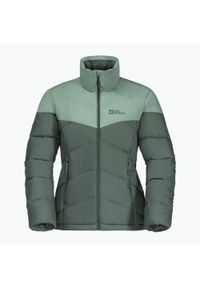 Kurtka puchowa damska Jack Wolfskin Herzberg Down. Kolor: zielony. Materiał: puch. Sport: turystyka piesza