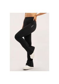 GYM GLAMOUR - Spodnie fitness damskie Gym Glamour dzwony. Kolor: czarny. Sport: fitness