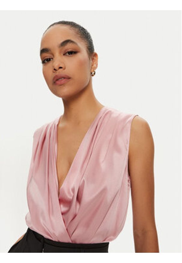 Pinko - PINKO Body Ines 100122 A1RI Różowy Regular Fit. Kolor: różowy. Materiał: acetat