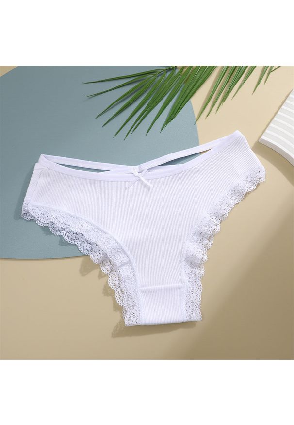 Intica - Figi z paseczkami i koronką na co dzień i okazje Vladena. Kolor: biały. Materiał: koronka. Wzór: koronka