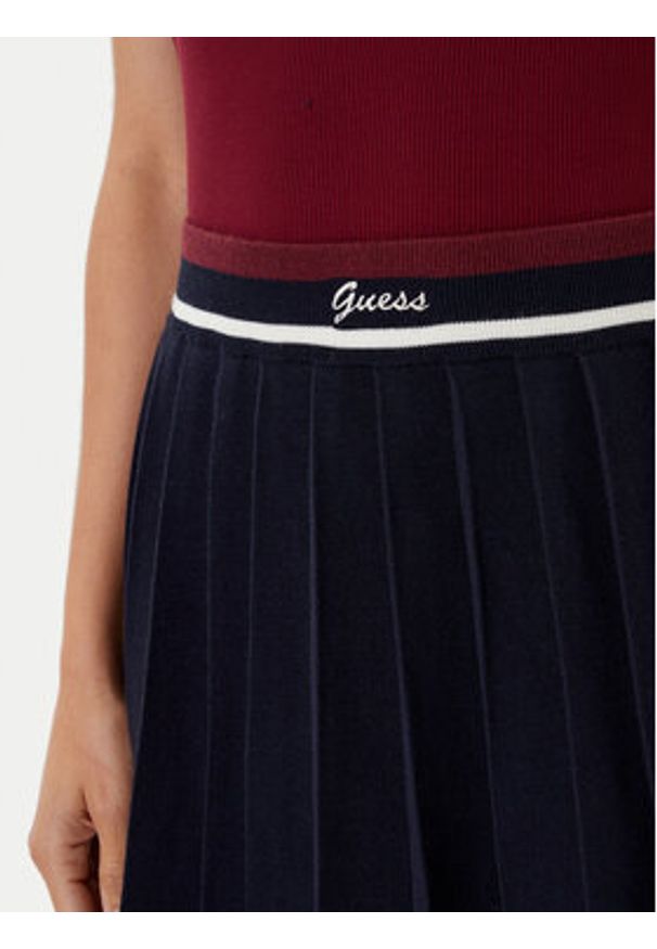 Guess Spódnica plisowana V5BD02 Z1152 Granatowy Regular Fit. Kolor: niebieski. Materiał: akryl