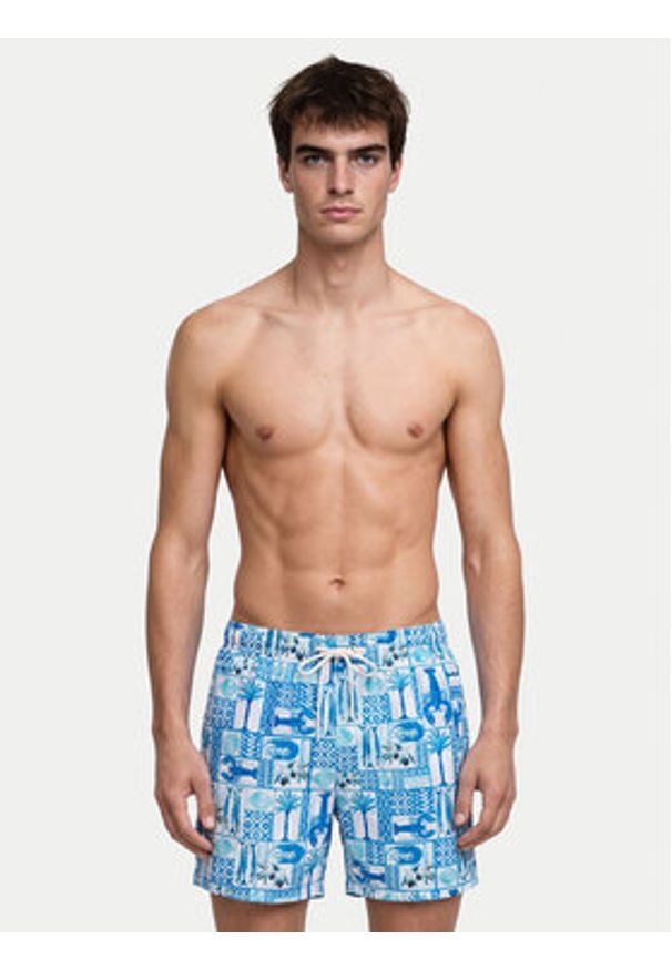 Jack & Jones Szorty kąpielowe Maui Vibes 12291426 Niebieski jasny Regular Fit. Kolor: niebieski. Materiał: syntetyk
