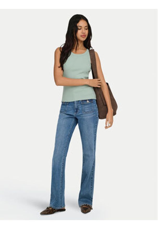 only - ONLY Top Val 2-Way 15371705 Zielony Slim Fit. Kolor: zielony. Materiał: bawełna