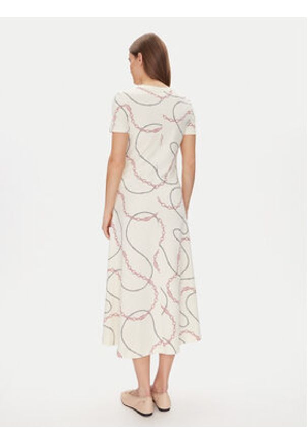 TOMMY HILFIGER - Tommy Hilfiger Sukienka codzienna Modern F&F Midi Dress WW0WW44547 Biały Regular Fit. Okazja: na co dzień. Kolor: biały. Materiał: bawełna. Typ sukienki: proste. Styl: casual. Długość: midi
