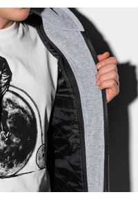 Ombre Clothing - Ramoneska męska C415 - czarna - XXL. Typ kołnierza: kołnierzyk stójkowy, kaptur. Kolor: czarny. Materiał: poliester, dresówka