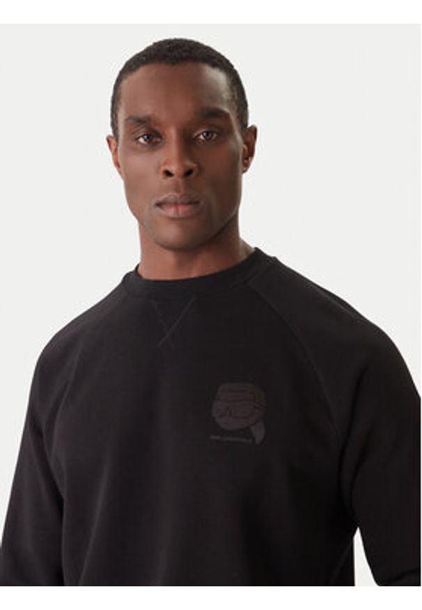 Karl Lagerfeld - KARL LAGERFELD Bluza 705010 554910 Czarny Regular Fit. Typ kołnierza: dekolt w karo. Kolor: czarny. Materiał: bawełna