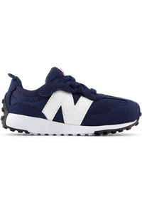 Buty niemowlęce New Balance NW327CNW – granatowe. Okazja: na co dzień. Zapięcie: rzepy. Kolor: niebieski. Materiał: syntetyk, materiał. Szerokość cholewki: normalna. Wzór: kolorowy #1