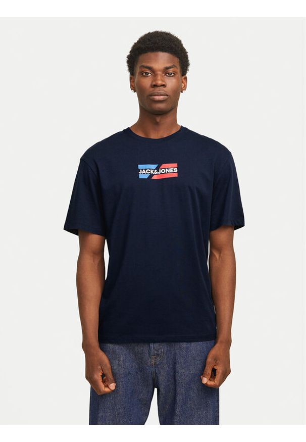 Jack & Jones T-Shirt Corp Graphic 12268415 Granatowy Regular Fit. Kolor: niebieski. Materiał: bawełna
