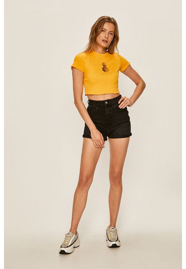 TALLY WEIJL - Tally Weijl - Szorty jeansowe. Okazja: na co dzień. Stan: podwyższony. Kolor: czarny. Materiał: jeans. Styl: casual