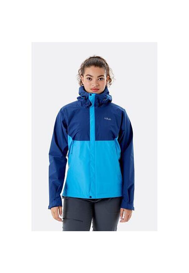 Kurtka przeciwdeszczowa damska Rab Downpour Eco. Kolor: niebieski. Sport: turystyka piesza