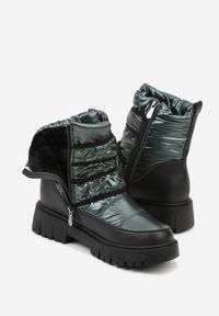 Renee - Ciemnozielone Śniegowce na Rzepy i Grubej Podeszwie Cashel. Zapięcie: rzepy. Kolor: zielony. Materiał: futro, materiał #3