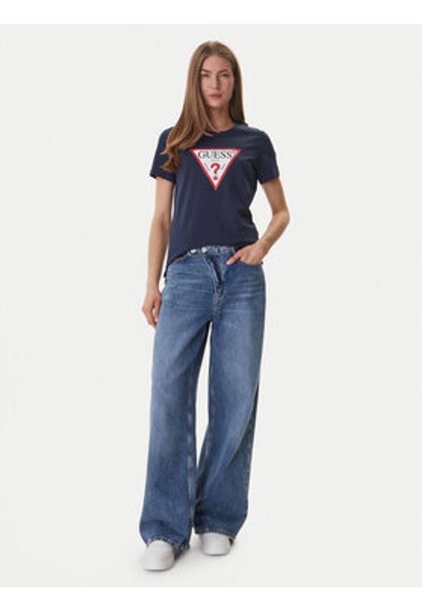 Guess T-Shirt W1YI1B I3Z14 Granatowy Regular Fit. Kolor: niebieski. Materiał: bawełna