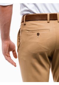 Ombre Clothing - Spodnie męskie chino P832 - rude - XL. Kolor: brązowy. Materiał: wiskoza, elastan, tkanina, poliester. Styl: klasyczny, elegancki #4