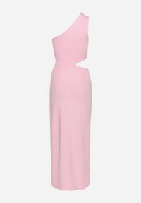 Born2be - Różowa Asymetryczna Sukienka Koktajlowa na Jedno Ramię z Wycięciem i Metalową Klamrą Violea. Okazja: na imprezę. Kolor: różowy. Długość rękawa: długi rękaw. Typ sukienki: asymetryczne. Styl: wizytowy #7