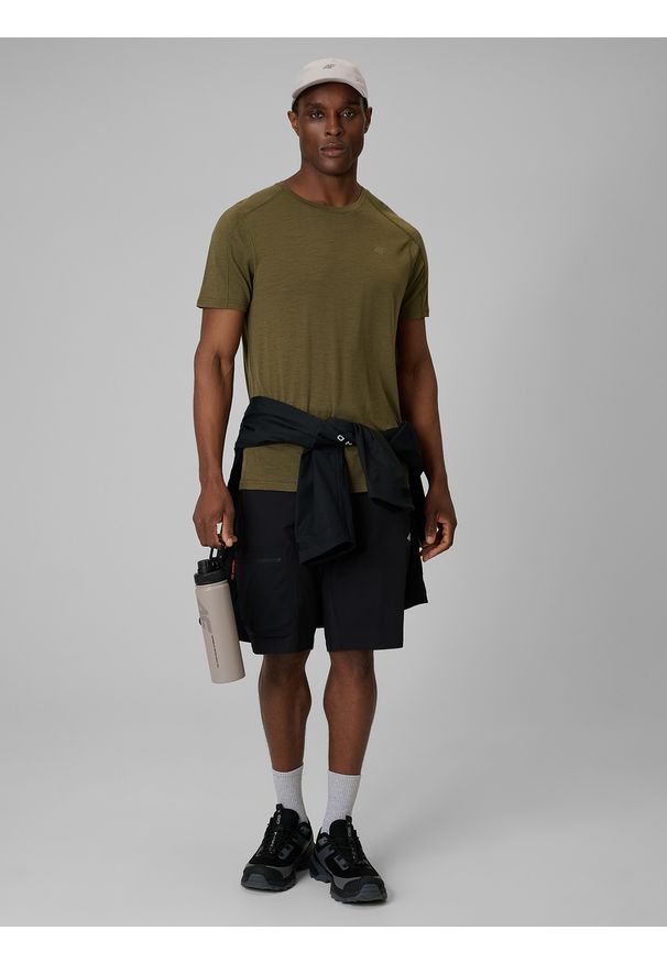 4f - 4F Spodenki trekkingowe szybkoschnące męskie - czarne XL. Kolor: czarny. Materiał: materiał, tkanina. Długość: długie. Sezon: lato. Sport: turystyka piesza