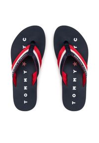 TOMMY HILFIGER - Tommy Hilfiger Japonki Tommy Loves Ny Beach Sandal FW0FW02370 Granatowy. Kolor: niebieski. Materiał: materiał