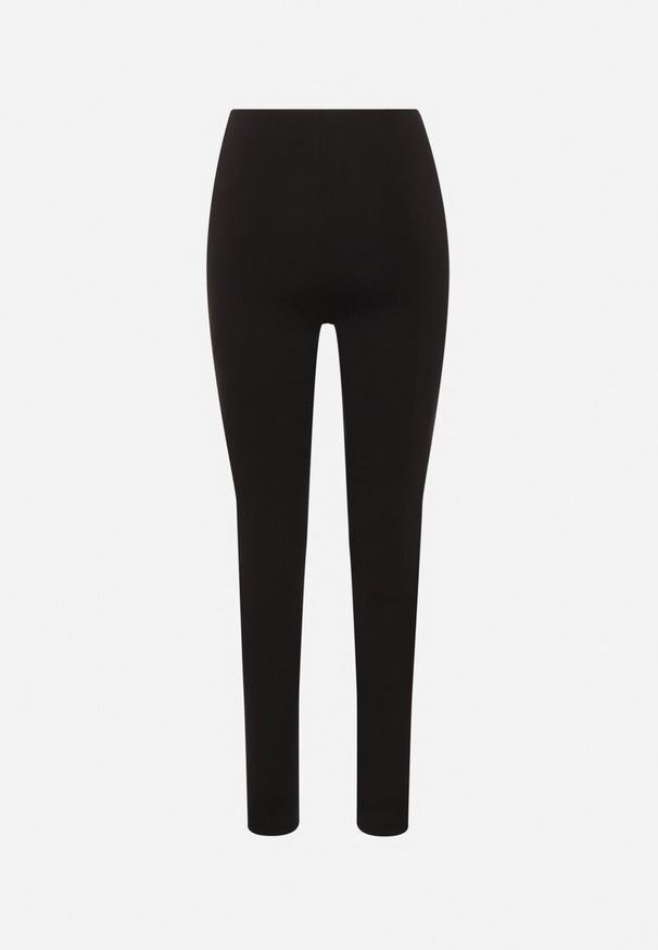 Born2be - Czarne Legginsy z Wysokim Stanem i Gumką w Pasie Norolia. Okazja: na co dzień. Stan: podwyższony. Kolor: czarny. Materiał: dzianina. Styl: elegancki, wizytowy, casual