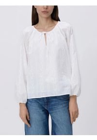 Reserved - Bluzka z haftem - biały. Kolor: biały. Materiał: bawełna, tkanina. Wzór: haft. Styl: klasyczny #1