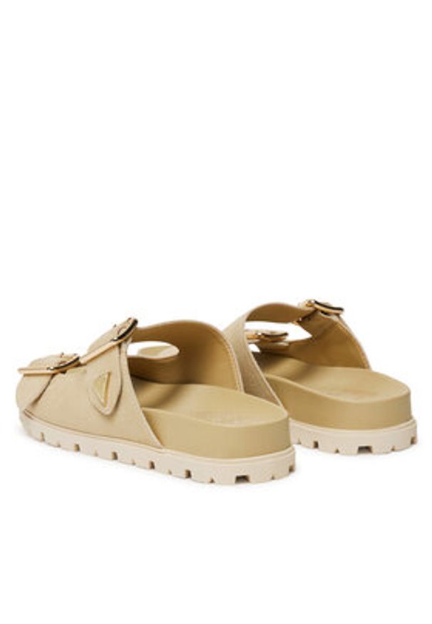 Guess Klapki FLTFST SUE03 Beżowy. Kolor: beżowy. Materiał: zamsz, skóra