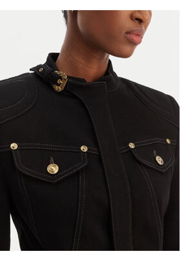 Versace Jeans Couture Kurtka jeansowa 80HAS458 DT037 Czarny Slim Fit. Kolor: czarny. Materiał: bawełna