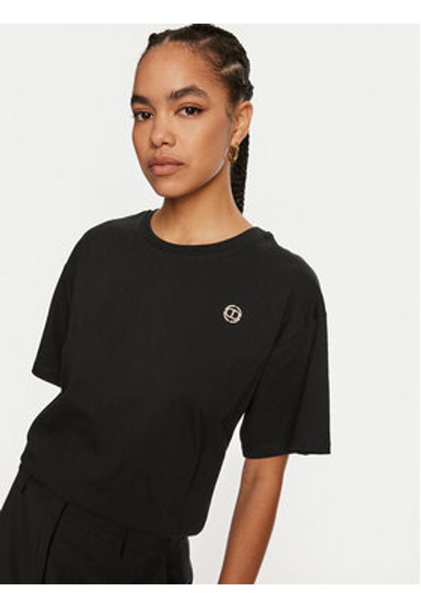 TwinSet - TWINSET T-Shirt 242TP2521 Czarny Loose Fit. Kolor: czarny. Materiał: bawełna